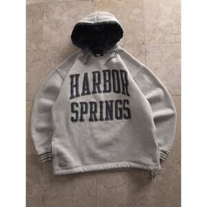 Vintage 90s Harbor Springs Grey Pullover Hoodie Sweatshirt Oversized M